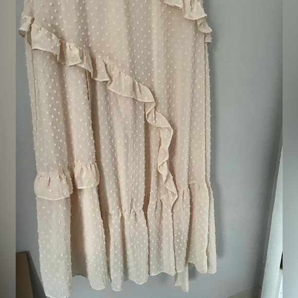 Lulus Next To You Cream Swiss Dot Ruffle Midi Dress Medium - Picture 8 of 15